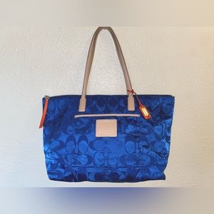Coach Signature Nylon Vacation Beach Tote Royal Blue